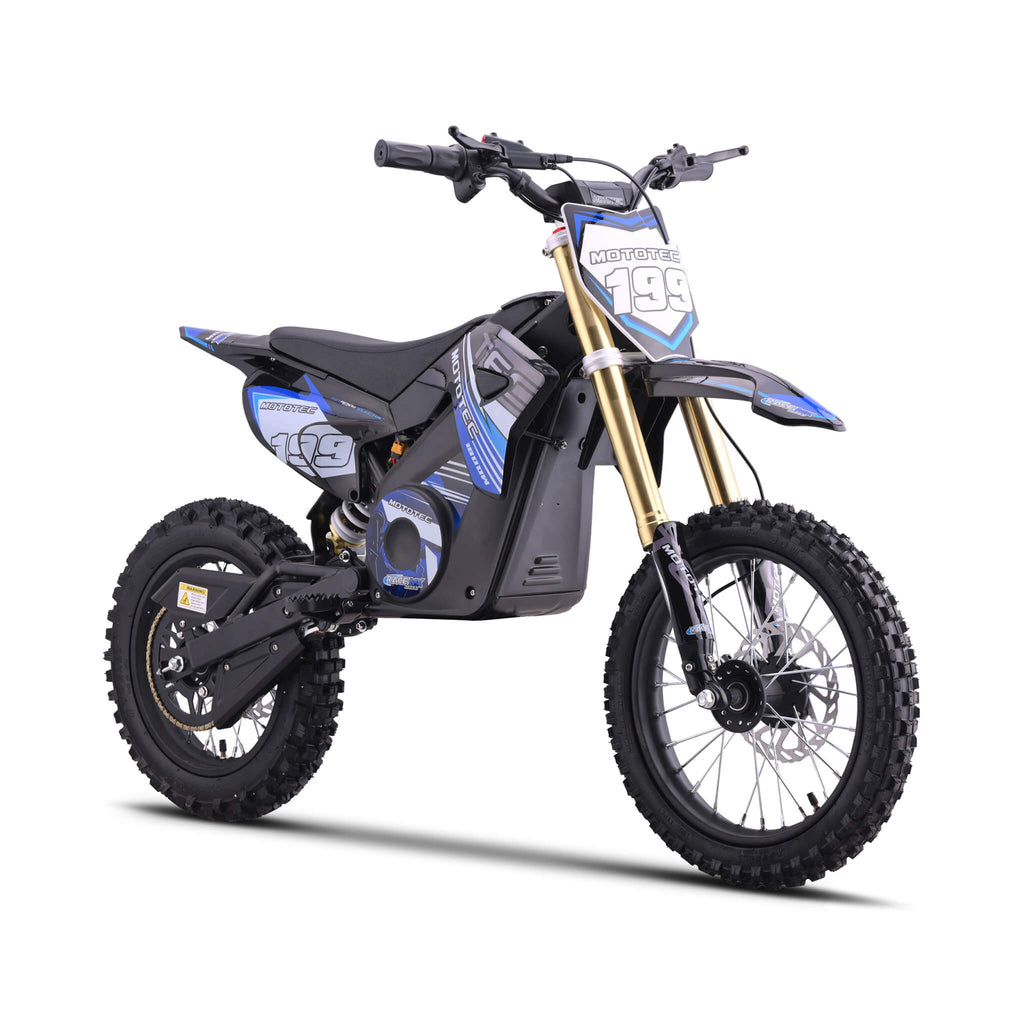 MotoTec X5 250CC 4-Stroke High-Performance Off-Road Gas Dirt Bike Blue - Saksby Wholesale - Front Right View