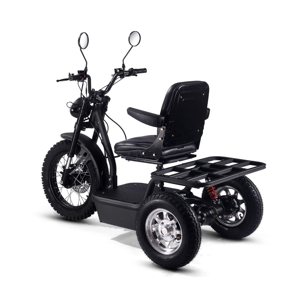 MotoTec 60V 1800W Electric Powered Trike Black Adult Three Wheel Scooter (SAK86025) - Saksby Wholesale - Back Left View