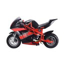 MotoTec GT 49CC 2-Stroke Premium Air Cooled Gas Pocket Bike Red - Saksby Wholesale - Side Left View