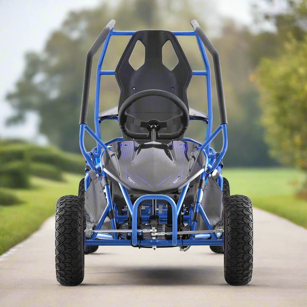 MotoTec Maverick 36V/36AH Electric Motorized Go Kart Blue - Saksby Wholesale - Lifestyle Front View