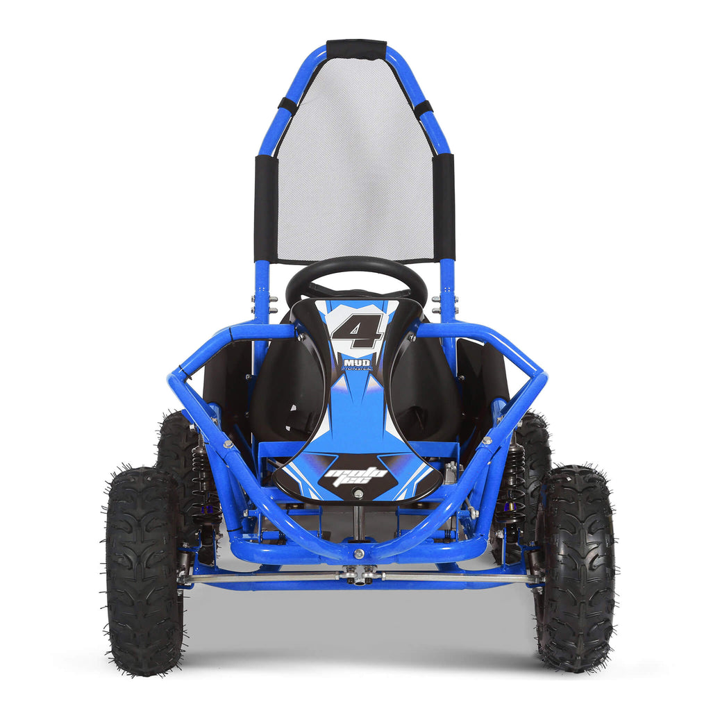 MotoTec Mud Monster 98cc Full Suspension Gas-Powered Go-Kart (SAK28149) SAKSBY - Blue Front View