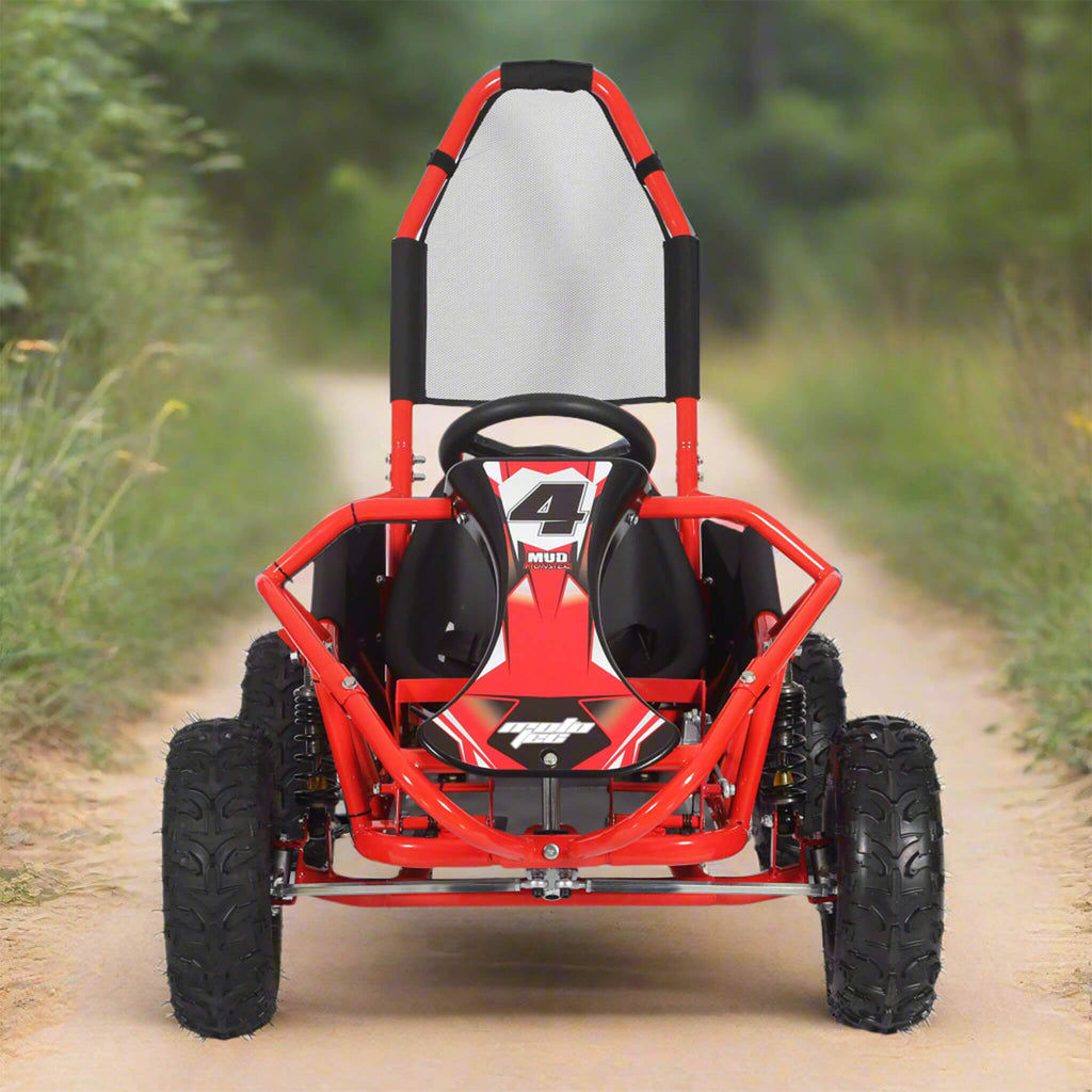 MotoTec Mud Monster 98cc Full Suspension Gas-Powered Go-Kart (SAK28149) SAKSBY - Lifestyle Red Front View
