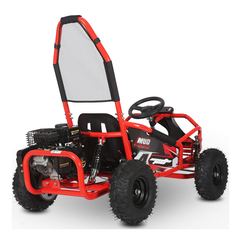 MotoTec Mud Monster 98cc Full Suspension Gas-Powered Go-Kart (SAK28149) SAKSBY - Red Rear-Right Corner View