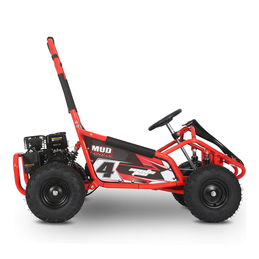 MotoTec Mud Monster 98cc Full Suspension Gas-Powered Go-Kart (SAK28149) SAKSBY - Red Right-Side View
