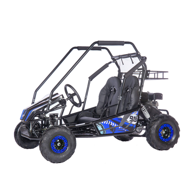 MotoTec Mud Monster XL 212cc 2-Seat Go Kart Blue (SAK27195) Saksby - Front Left Corner View
