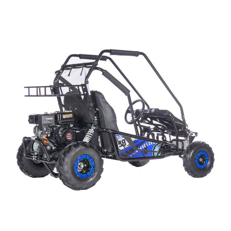 MotoTec Mud Monster XL 212cc 2-Seat Go Kart Blue (SAK27195) Saksby - Rear Right Corner View