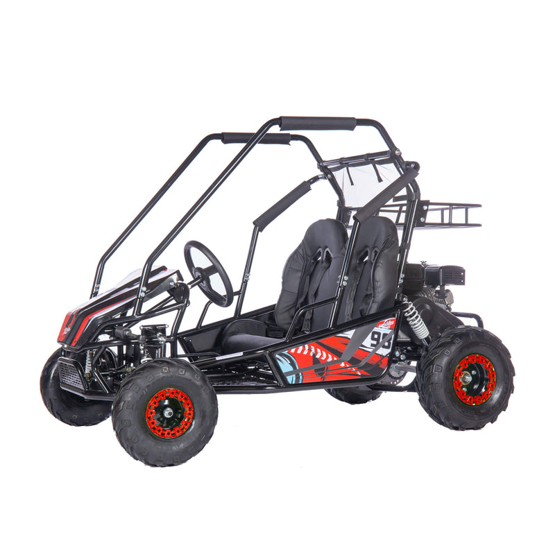 MotoTec Mud Monster XL 212cc 2-Seat Go Kart Red (SAK27195) Saksby - Front Left Corner View
