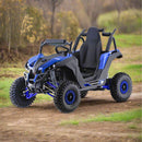 MotoTec Raider 1200W 48V/12AH Kids Electric Full Suspension UTV Blue - Saksby Wholesale - Lifestyle Front Left View