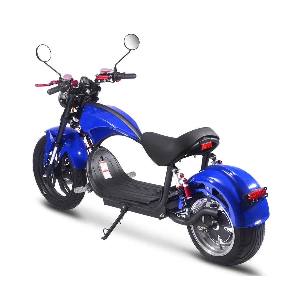 MotoTec Raven 60V/30AH 2500W Electric Moped Motorcycle Scooter Blue - Saksby Wholesale - Back Left View