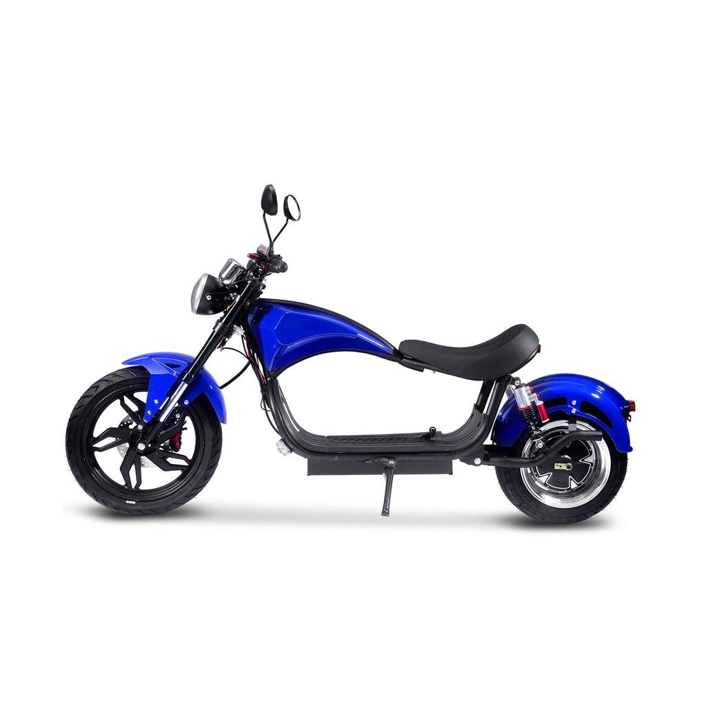 MotoTec Raven 60V/30AH 2500W Electric Moped Motorcycle Scooter Blue - Saksby Wholesale - Side Left View