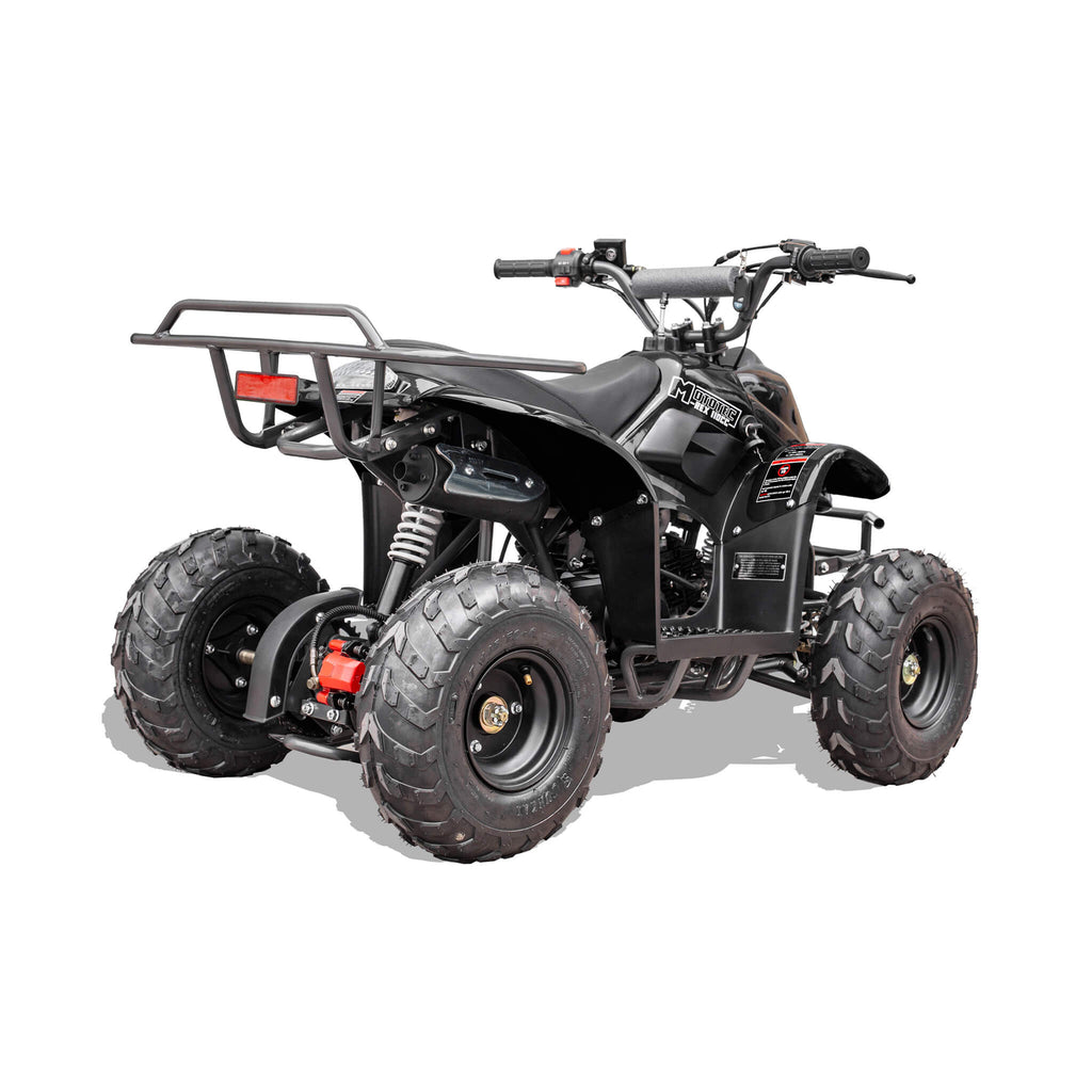MotoTec Rex 110CC 4-Stroke Mini Kids 4 Wheeler Gas ATV Quad Black - Saksby Wholesale - Back Right View