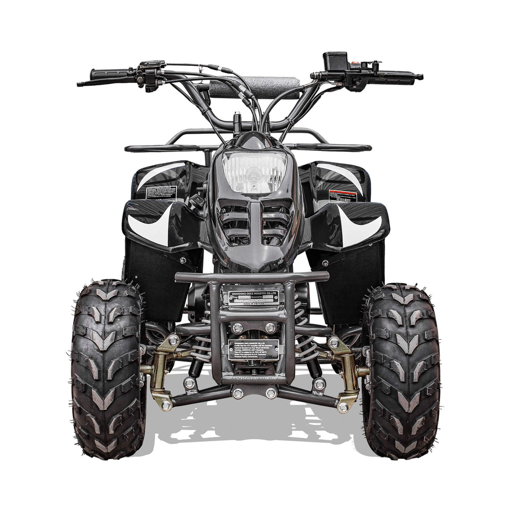 MotoTec Rex 110CC 4-Stroke Mini Kids 4 Wheeler Gas ATV Quad Black - Saksby Wholesale - Front View