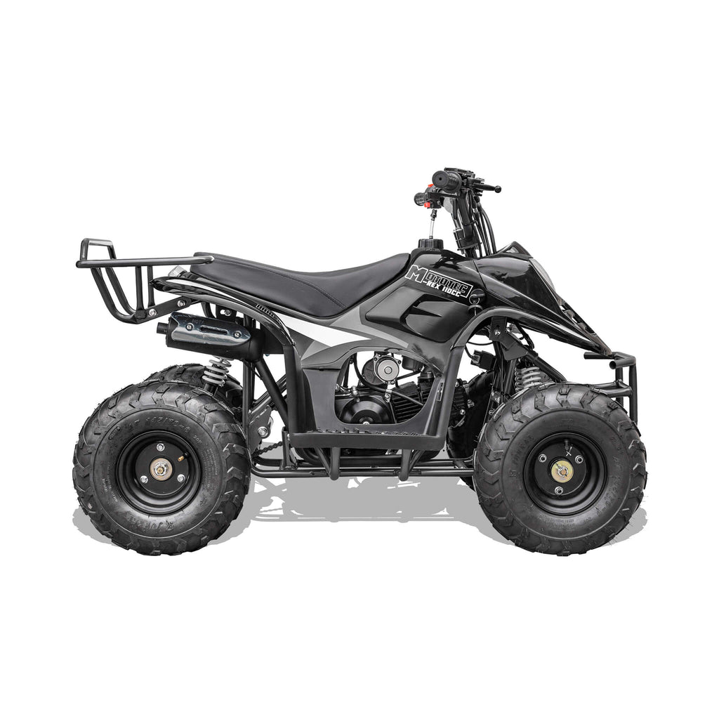 MotoTec Rex 110CC 4-Stroke Mini Kids 4 Wheeler Gas ATV Quad Black - Saksby Wholesale - Side Right View