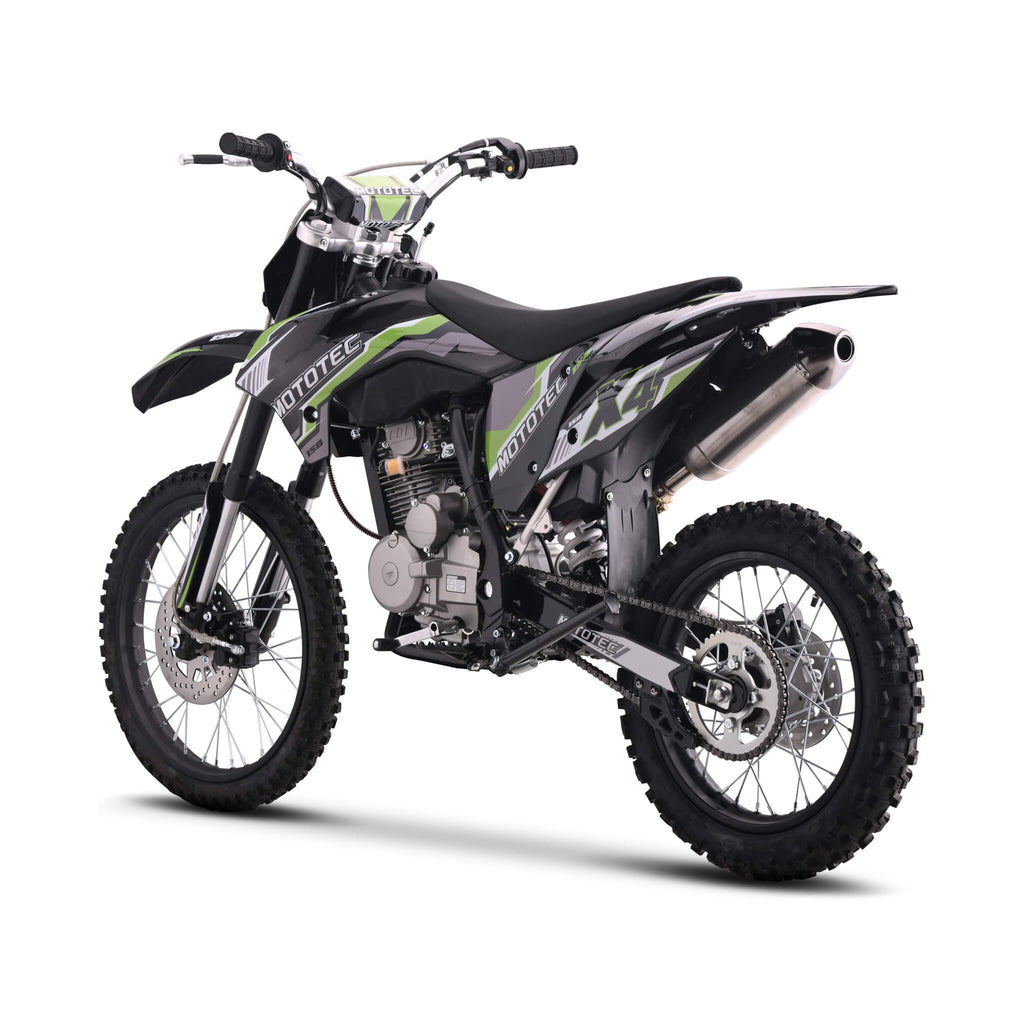 MotoTec X4 150CC 4-Stroke High-Performance Gas-Powered Dirt Bike - Saksby Wholesale - Back Left View