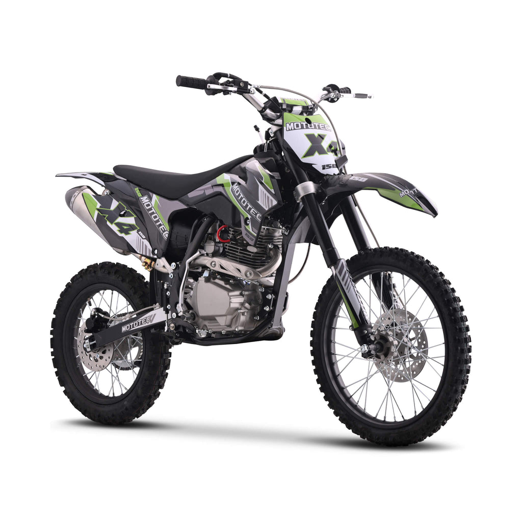 MotoTec X4 150CC 4-Stroke High-Performance Gas-Powered Dirt Bike - Saksby Wholesale - Front Right View