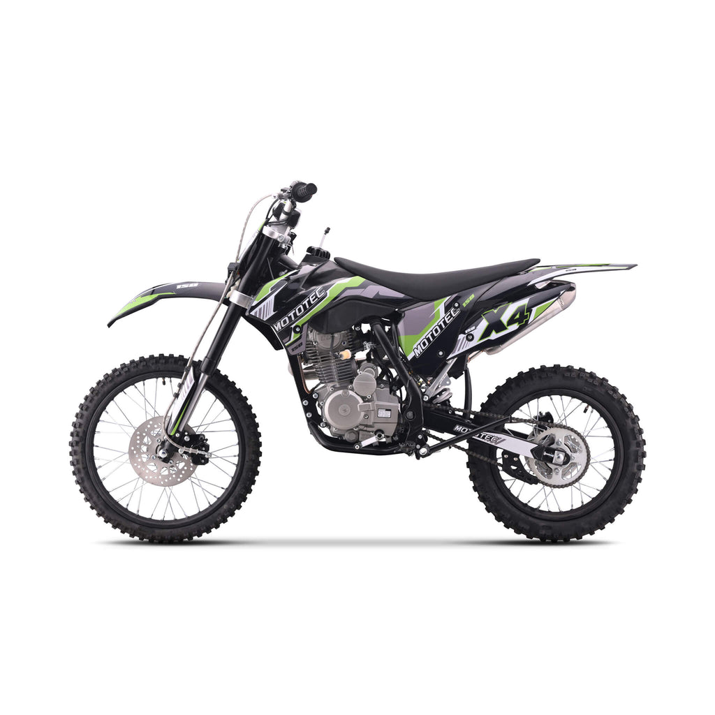 MotoTec X4 150CC 4-Stroke High-Performance Gas-Powered Dirt Bike - Saksby Wholesale - Side Left View