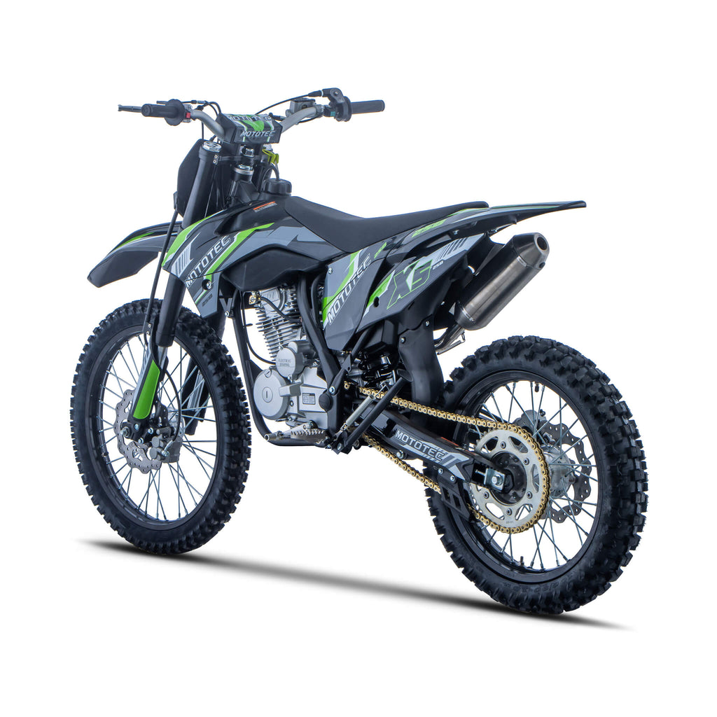 MotoTec X5 250CC 4-Stroke High-Performance Off-Road Gas Dirt Bike - Saksby Wholesale - Back Left View