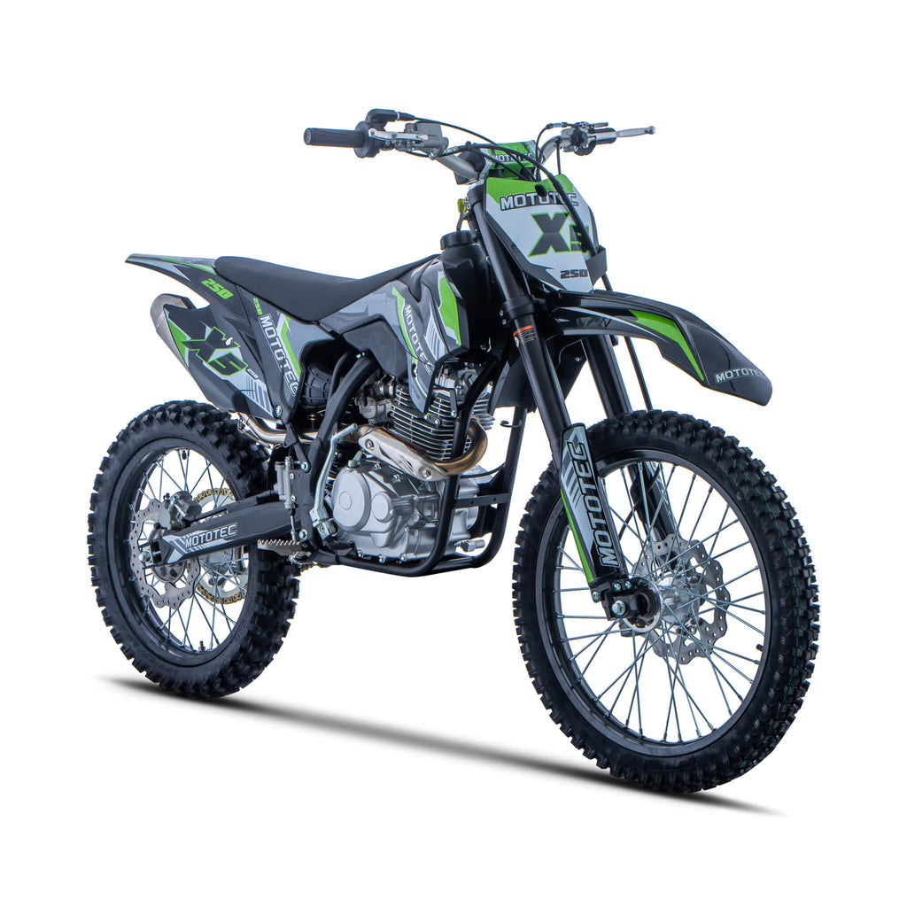 MotoTec X5 250CC 4-Stroke High-Performance Off-Road Gas Dirt Bike - Saksby Wholesale - Front Right View