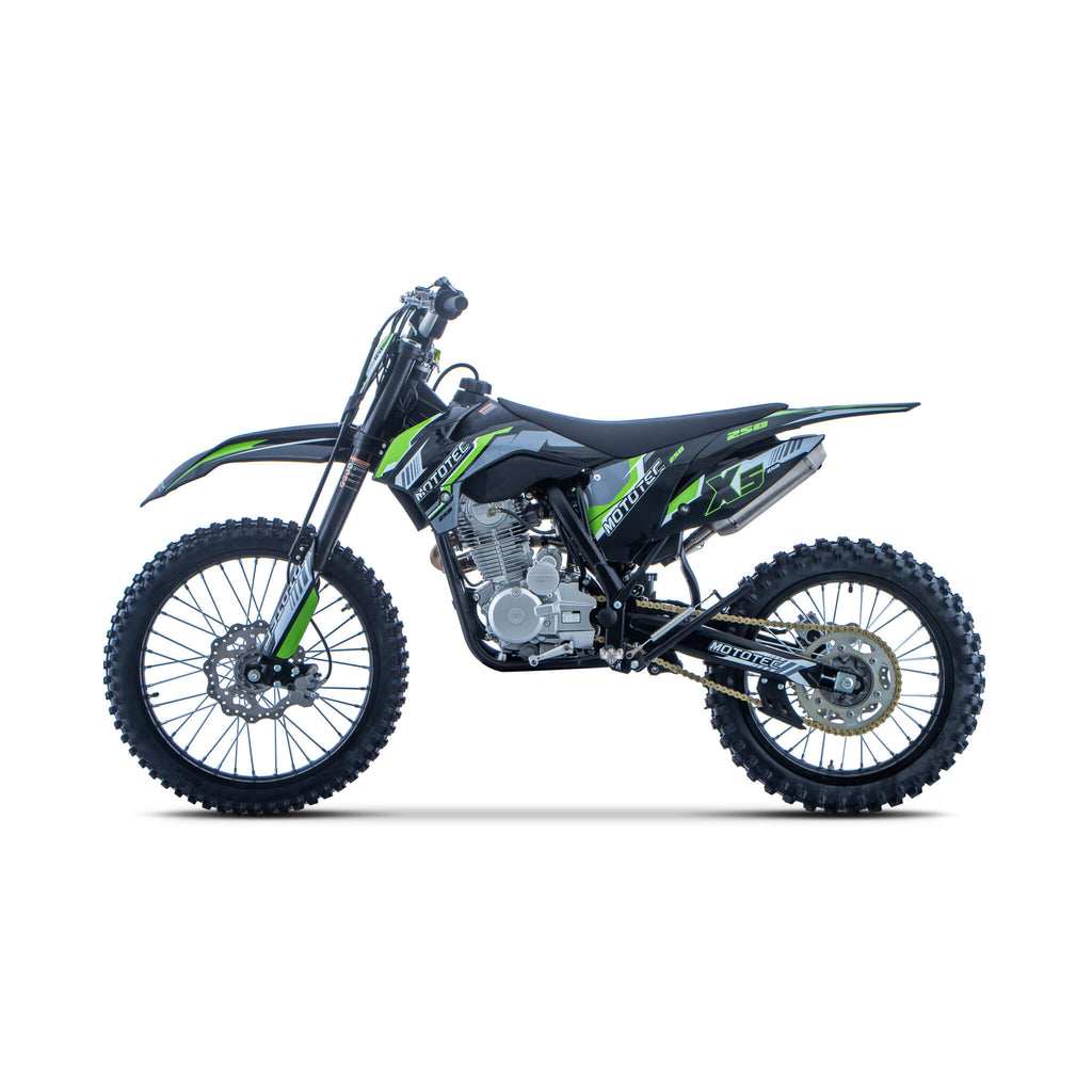 MotoTec X5 250CC 4-Stroke High-Performance Off-Road Gas Dirt Bike - Saksby Wholesale - Side Left View