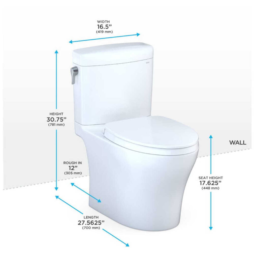 [MS436124CEMFGN#01] TOTO Aquia IV Cube Dual Flush Universal Height Toilet With Soft Close Bidet Seat (SAK57519) - Saksby Wholesale - 
DImensions