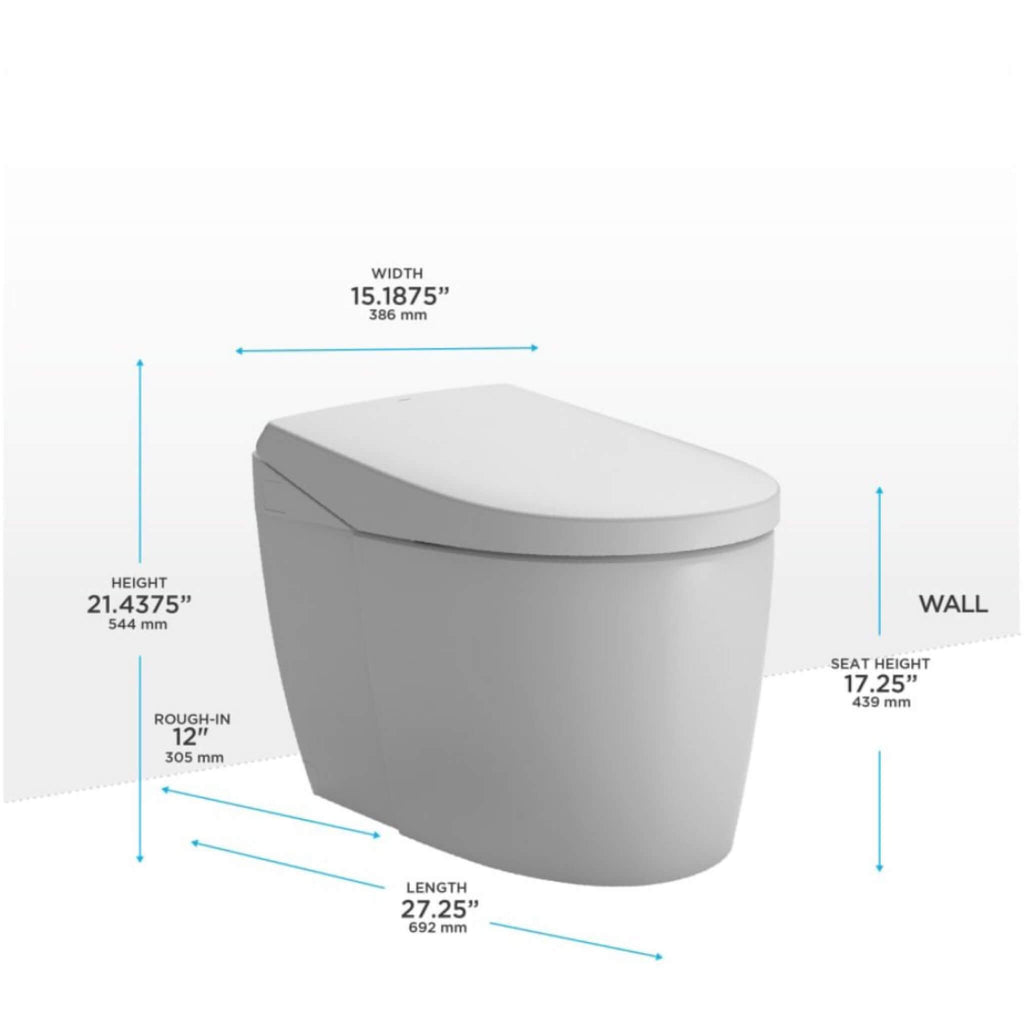 [MS8551CUMFG#01] TOTO Neorest AS 1.0 GPF Dual Flush One Piece Elongated Toilet With Integrated Smart Bidet Seat (SAK10368) - Saksby Wholesale - Dimensions