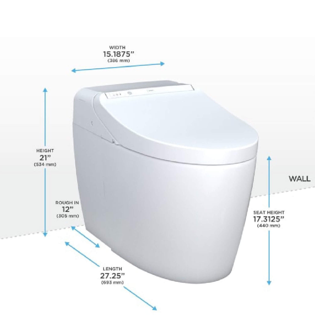 TOTO Washlet G450 With 1.0 GPF And 0.8 GPF Dual Flush Integrated Smart Toilet (SAK56983) - Dimensions View