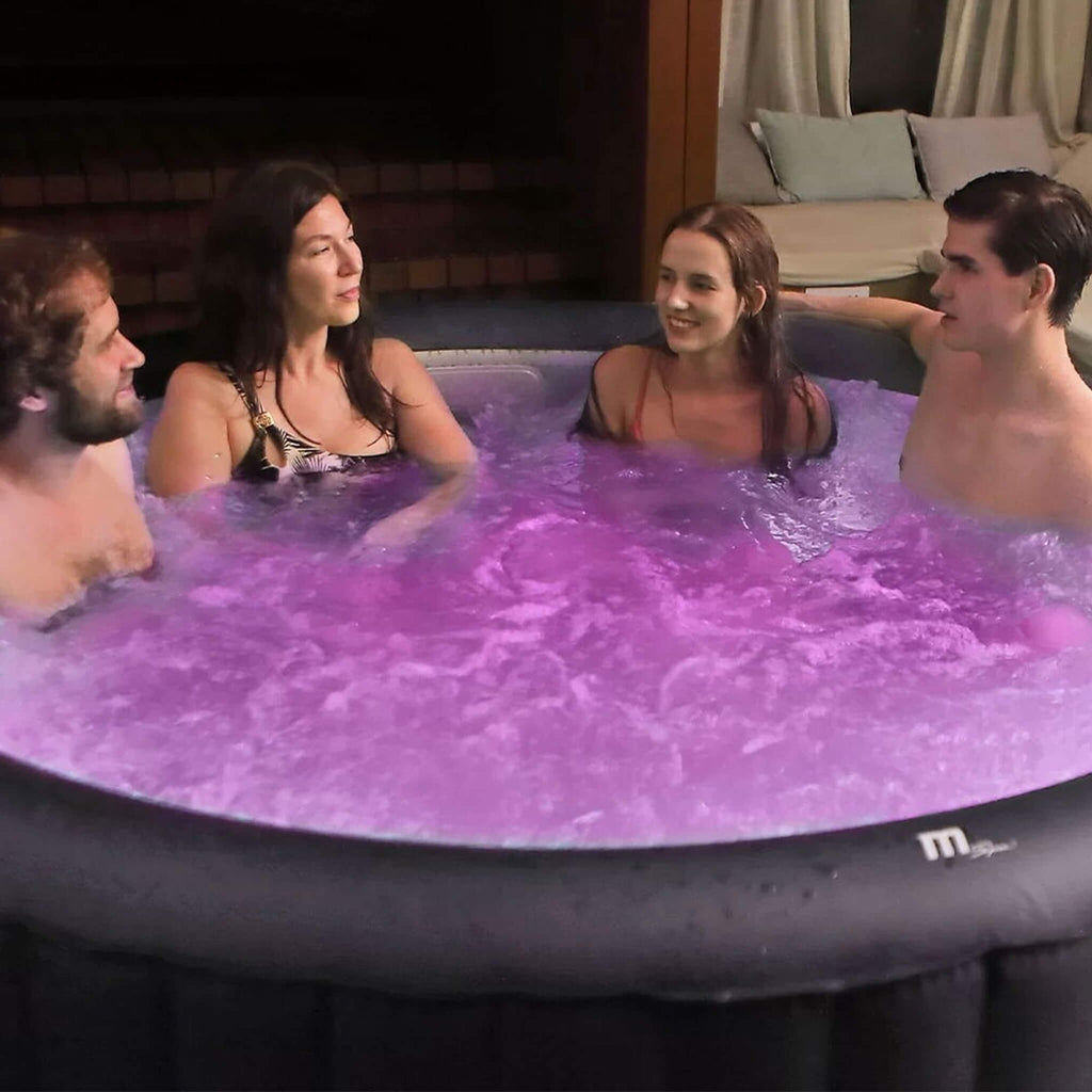 MSpa Aurora Urban Series Six-Person Inflatable Round Hot Tub With Hydro Massage [U-AU061] (SAK19375) - Saksby Wholesale - Lifestyle With Two Men And Two Women