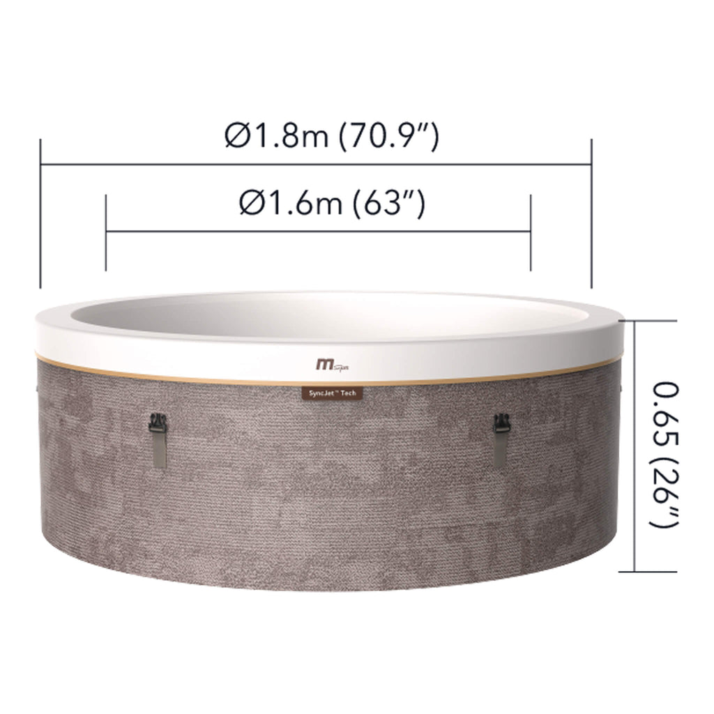 MSpa Cocoon Verto Series Six-Person Inflatable Round Hot Tub With Hydromassage [F-CO066WE] (SAK50928) - Saksby Wholesale - Dimensions