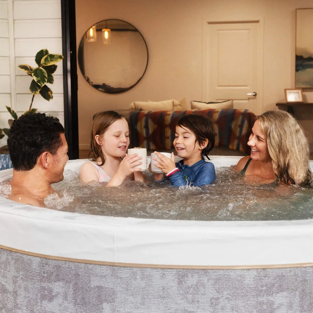 MSpa Cocoon Verto Series Six-Person Inflatable Round Hot Tub With Hydromassage [F-CO066WE] (SAK50928) - Saksby Wholesale - Lifestyle With Family Inside