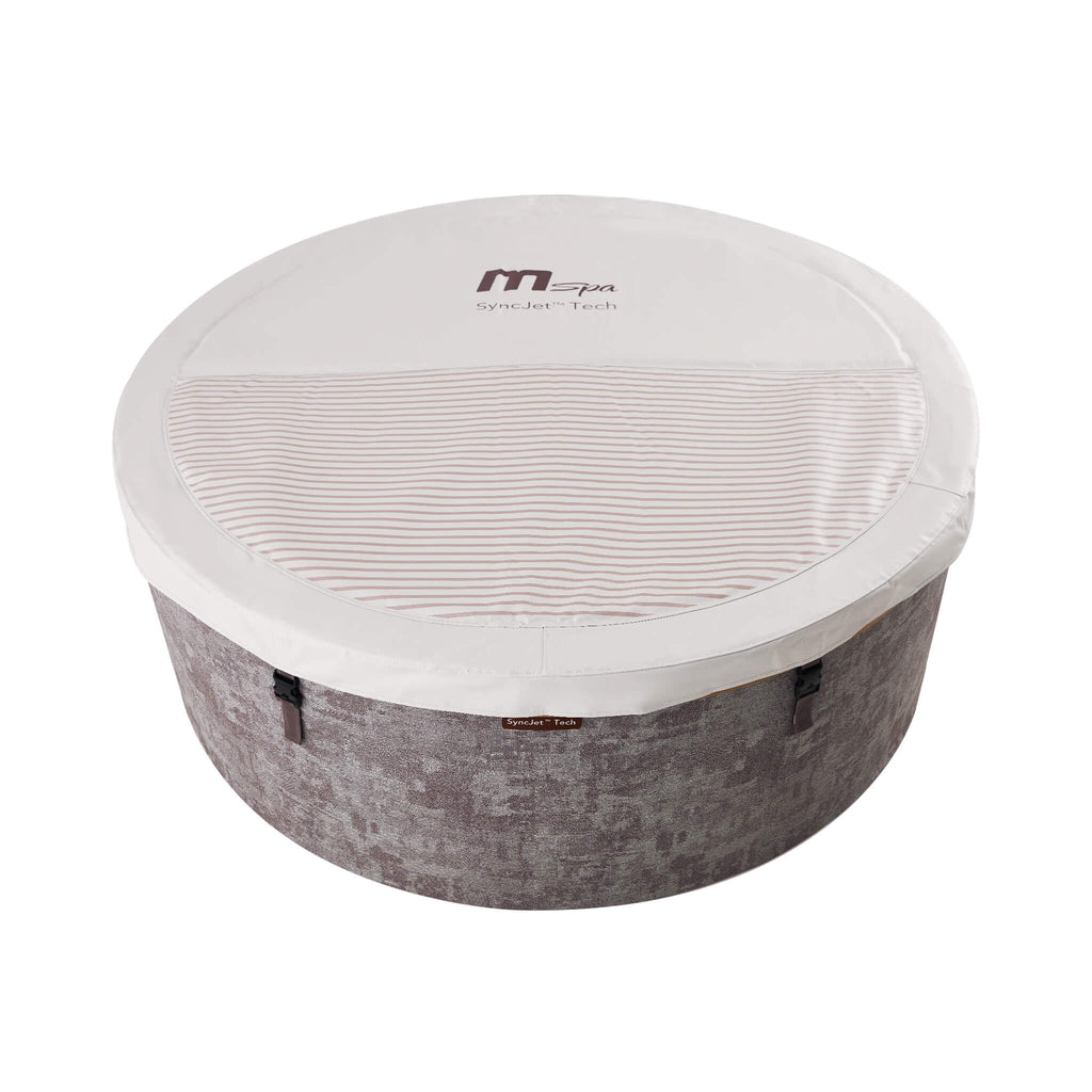 MSpa Cocoon Verto Series Six-Person Inflatable Round Hot Tub With Hydromassage [F-CO066WE] (SAK50928) - Saksby Wholesale - Top View With Cover