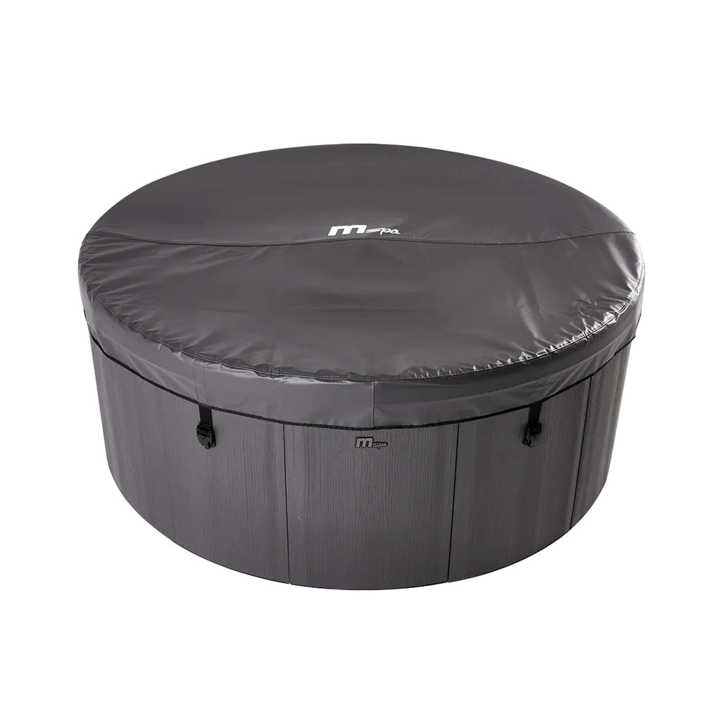 MSpa Denver Frame Series Six-Person Inflatable Round Hot Tub With Hydro Massage [F-DO066W] (SAK87043) - Saksby Wholesale - Front View With Cover