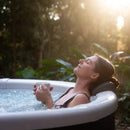 MSpa Denver Frame Series Six-Person Inflatable Round Hot Tub With Hydro Massage [F-DO066W] (SAK87043) - Saksby Wholesale - Lifestyle With Woman Inside