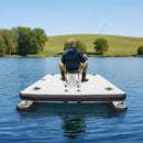 Multi-Person Inflatable Floating Dock With Pump And D-Rings (SAK45918) - Saksby Wholesale - Lifestyle Image With 1 Person