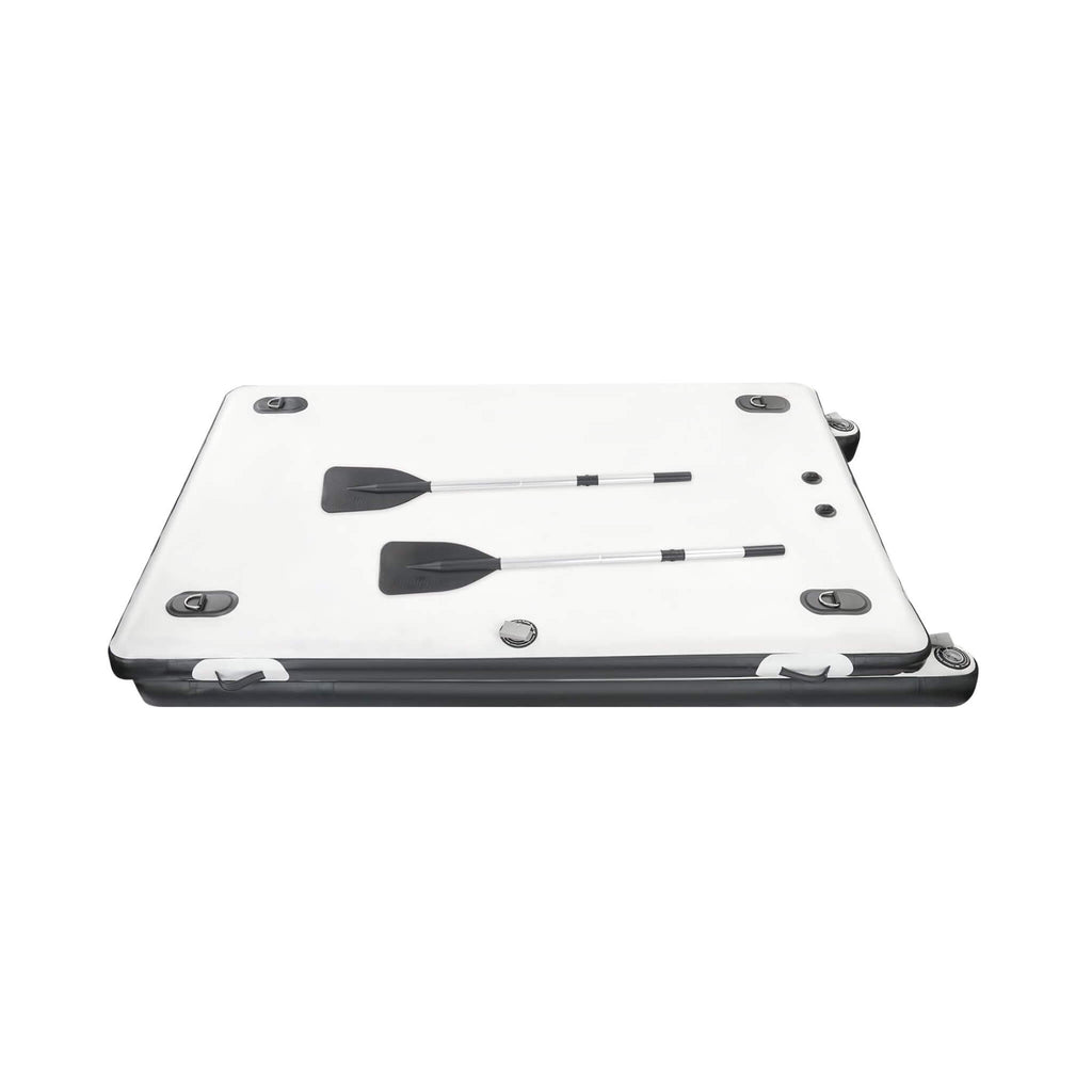 Multi-Person Inflatable Floating Dock With Pump And D-Rings (SAK45918) - Saksby Wholesale - Side View With Paddle