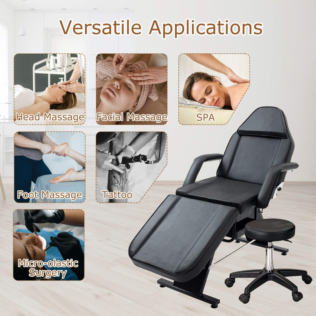 Multi-Purpose 3-Section Adjustable Massage Tattoo Chair With Stool (SAK35617) - Saksby Wholesale - Versatile Applications View