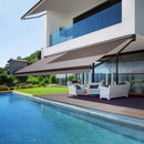 Multiple Awnings Brasilia Athena Retractable Sun Shade Awning (SAK43179) - Saksby Wholesale - Side Left View On Building