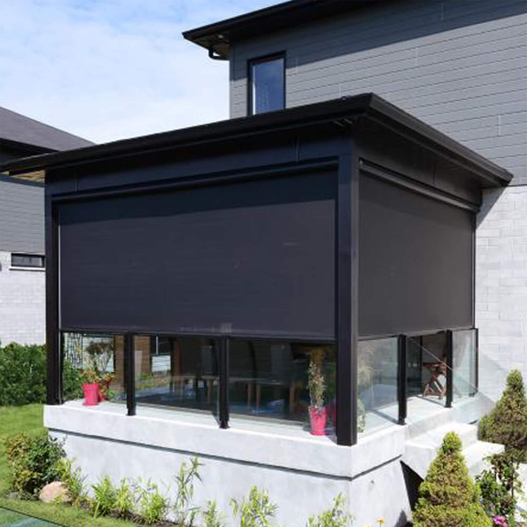 Multiple Awnings Mosquiteria Premium Retractable Blind With Zipper Closure System (SAK21483) - Saksby Wholesale - Lifestyle Front Left View On Patio