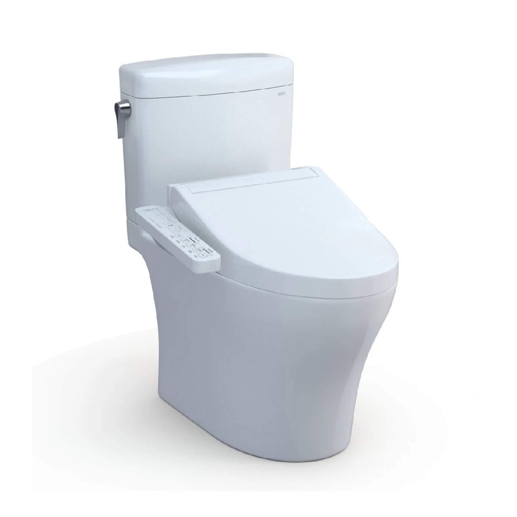 [MW4363074CEMFGN#01] TOTO Aquia IV Cube Elongated Dual Flush Toilet With Washlet C2 Bidet Seat And Left Hand Lever (SAK59713) - Saksby Wholesale - Front Side View
