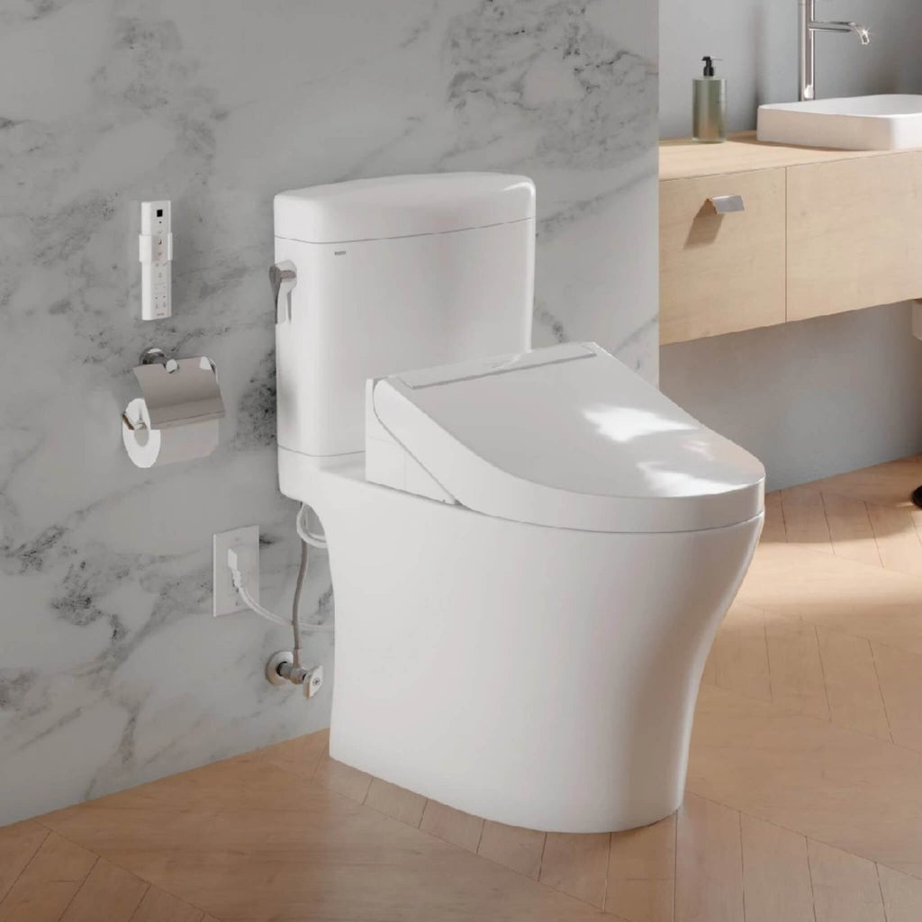 [MW4363084CEMFGN#01] TOTO Aquia IV Cube Washlet C5 With 0.9 GPF And 1.28 GPF Elongated Dual Flush Bidet Toilet (SAK90827) - Saksby Wholesale - Lifestyle Bathroom View