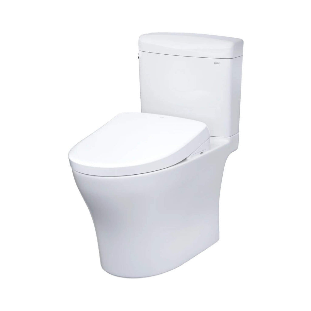 [MW4364736CEMFGN#01] TOTO Aquia IV Cube 1.28 GPF And 0.9 GPF Dynamax Tornado Flush Toilet With Washlet S7A Bidet Seat (SAK74285) - Saksby Wholesale - Front Left View