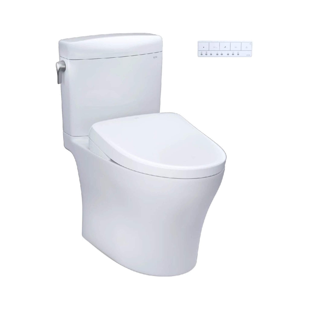 [MW4364736CEMFGN#01] TOTO Aquia IV Cube 1.28 GPF And 0.9 GPF Dynamax Tornado Flush Toilet With Washlet S7A Bidet Seat (SAK74285) - Saksby Wholesale - Front Right View