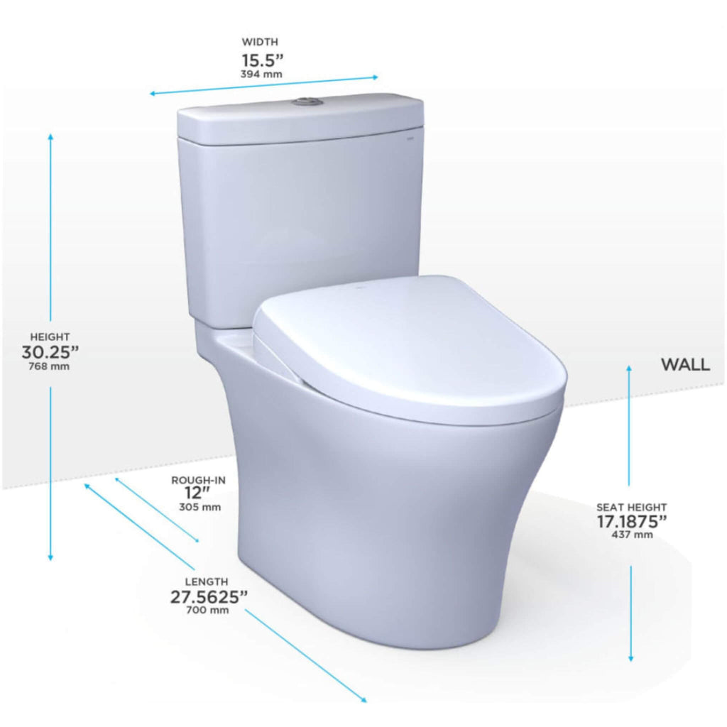 [MW4464736CEMFGN#01] TOTO Aquia IV Dual Flush Elongated Chair Height Toilet With Washlet S7A (SAK98062) - Saksby Wholesale - Dimensions