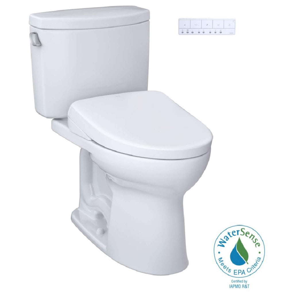TOTO Drake II 1.28 GPF Elongated Chair Height Toilet With Washlet S7 Bidet Seat (SAK29654) - Water Sense View