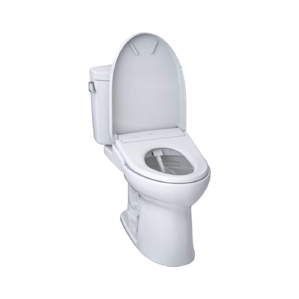 [MW4544726CEFG#01] TOTO Drake II 1.28 GPF Elongated Chair Height Toilet With Washlet S7 Bidet Seat (SAK29654) - Saksby Wholesale -Open Lid View