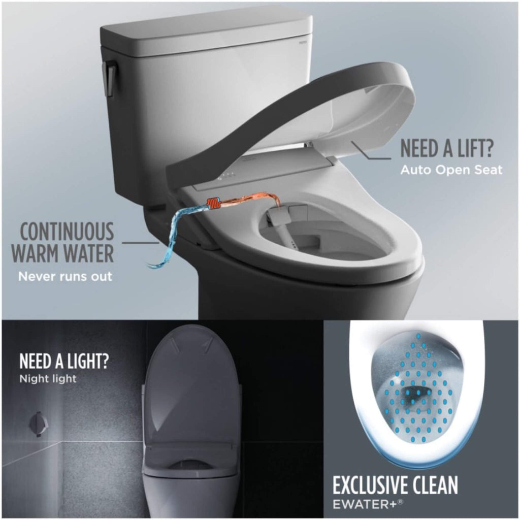 [MW4544726CUFGA#01] TOTO Drake II Washlet S7 And 1.0 GPF Elongated Chair Height Bidet Toilet (SAK70831) SAKSBY - Features View