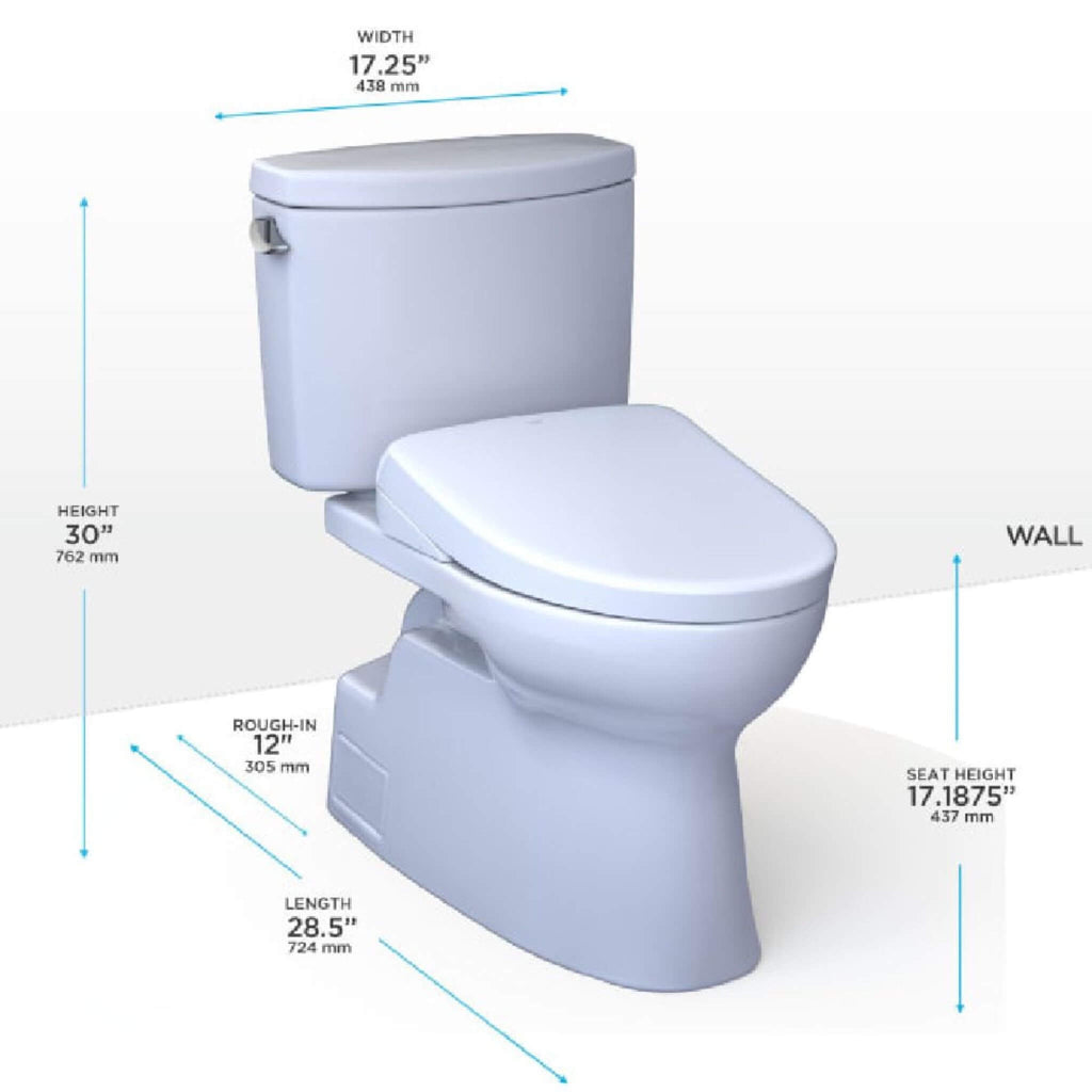 [MW4744736CEFG#01] TOTO Vespin II 1.28 GPF Chair Height Elongated Toilet With Washlet+ S7A Auto Open Bidet Seat (SAK78104) - Saksby Wholesale - Dimensions