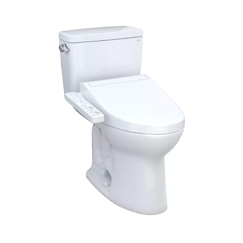 [MW7763074CEFG#01] TOTO Drake Washlet C2 And 1.28 GPF Left Hand Lever With Elongated Universal Height Bidet Toilet (SAK01352) - Saksby Wholesale - Side Front View