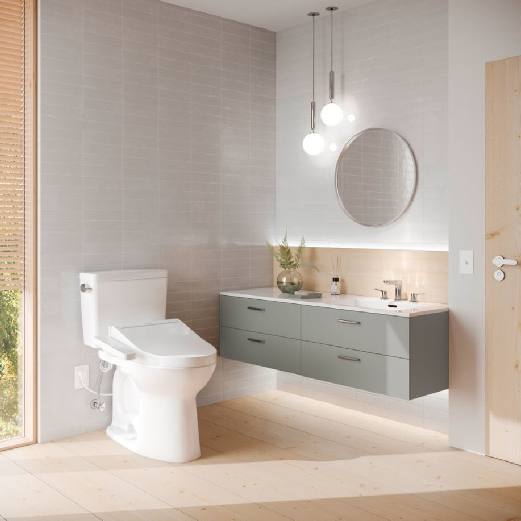 [MW7763074CSG#01] TOTO Drake 1.6 GPF And Washlet C2 With Left Hand Lever Elongated Bidet Toilet (SAK36982) - Saksby Wholesale - Bathroom Lifestyle Image