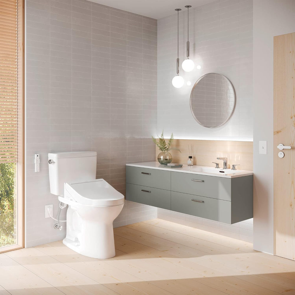 [MW7763084CEFG.10#01] TOTO Drake 1.28 GPF Elongated Universal Height EWater+ Toilet With C5 Bidet Seat (SAK56192)