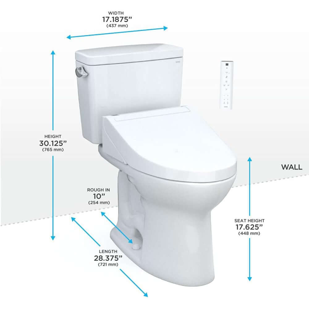 [MW7763084CSG#01] TOTO Drake C5 Bidet Seat With 1.6 GPF Tornado Flush (SAK12230) - Saksby Wholesale - Dimensions